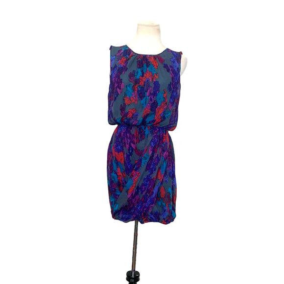 Tibi silk blue abstract print draped sleeveless dress size 2 - Picture 7 of 11